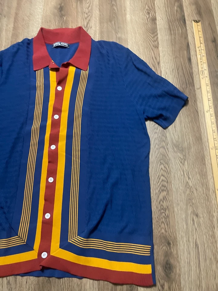 Camisa Paul Jones, Para Hombre Talla XL, Azul Amarillo Rojo Manga Corta Camisa Abotonada Foto 3 de 4