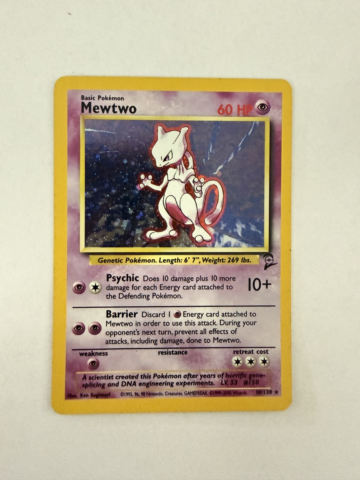 Pokemon Card Mewtwo Unlimited Holo 10/130 ~ 1999 RARE