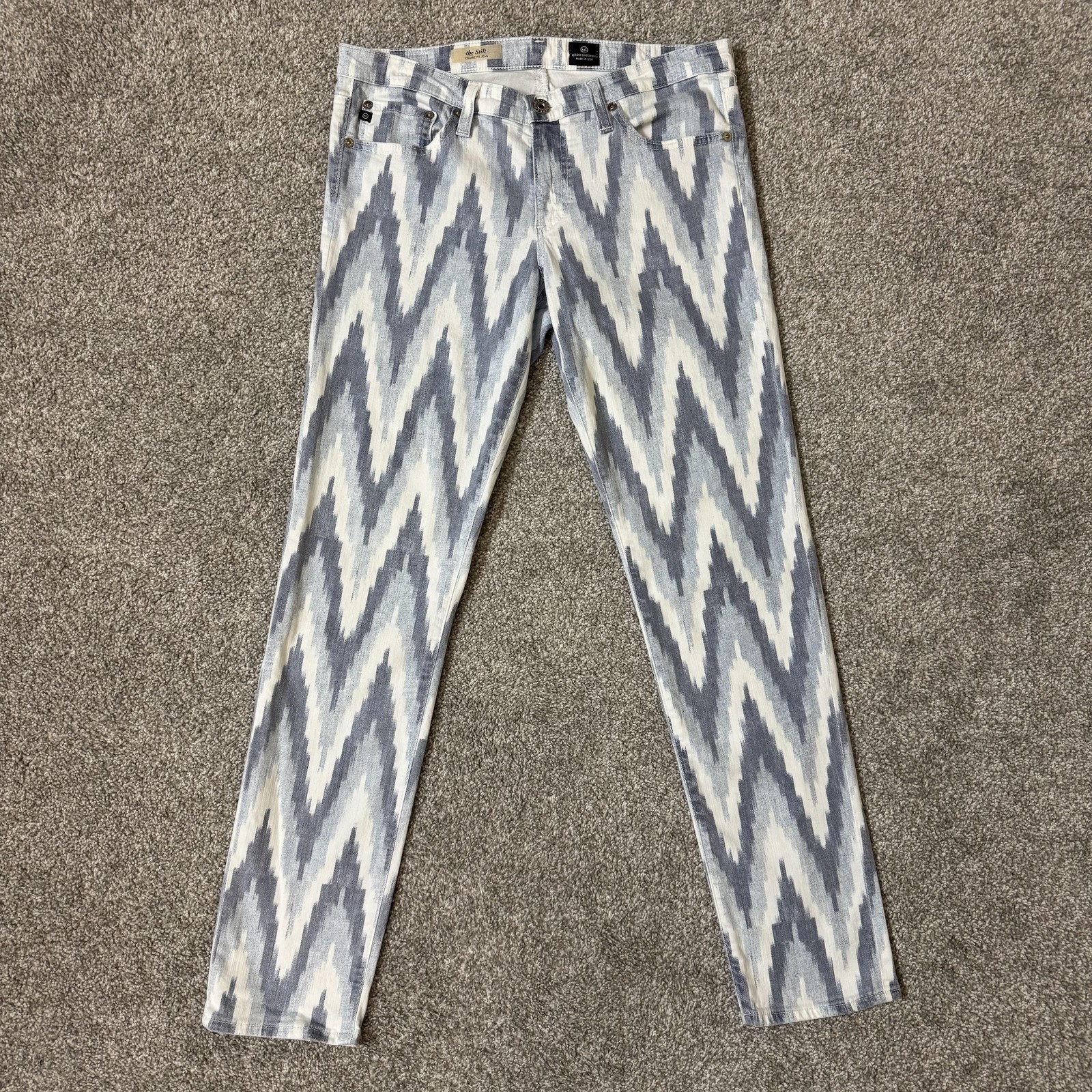 AG Adriano Goldschmied Jeans Womens 30R Blue Ikat Stilt Cigarette Skinny USA