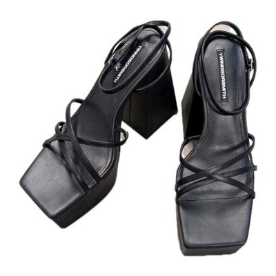 Windsor Smith Lovesick Sandalen Damen Schwarz 39 Leder Blockabsatz Pumps