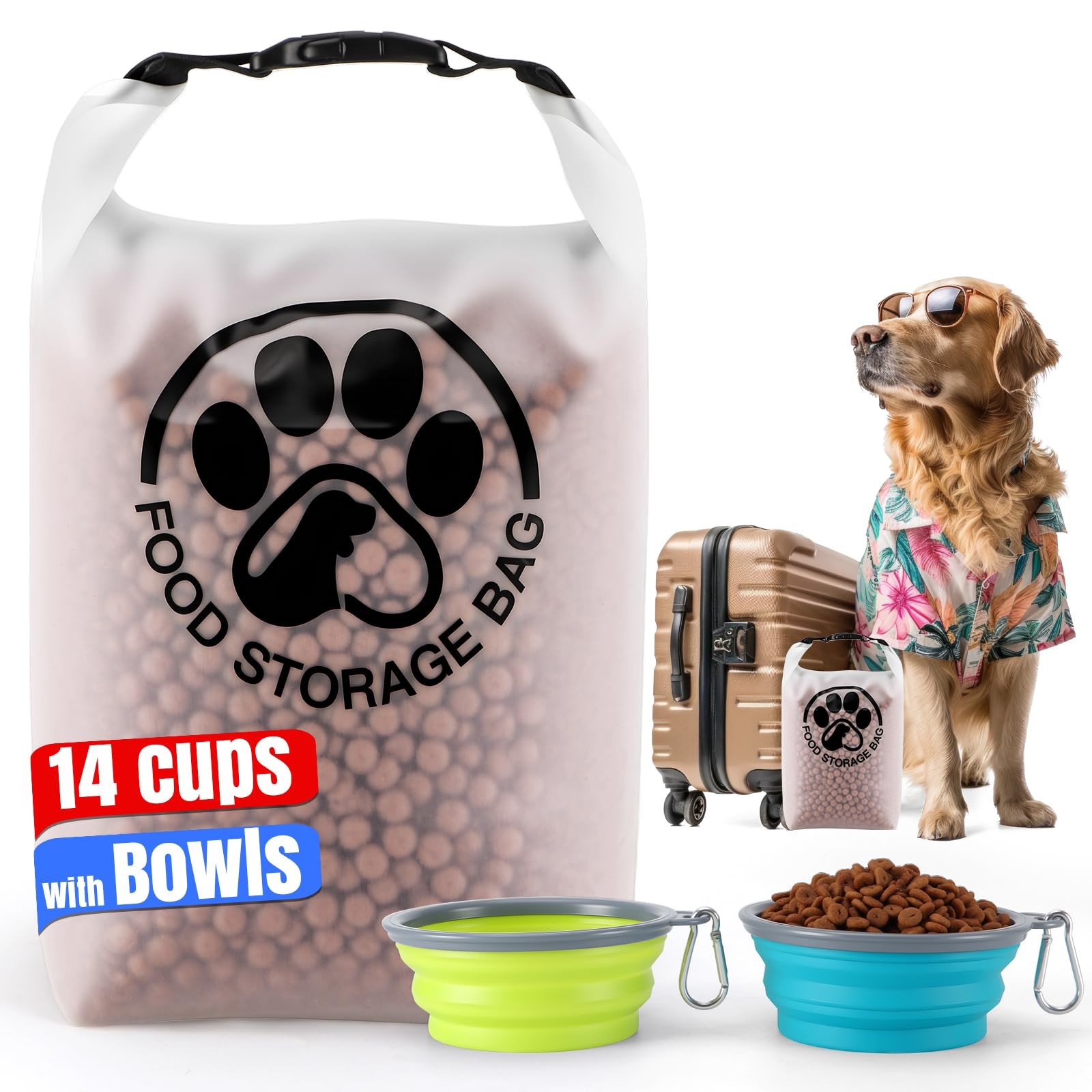 Storage Bag For Travel - Transparent Leak-proof Dog Food Container W...