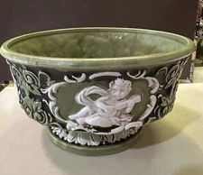 Vintage Napcoware Japan Ceramic Planter Rococo Green And White Ceramic