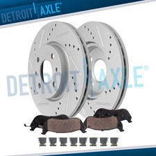Front Drilled and Slotted Disc Rotors Ceramic Brake Pads for 2014-2019 Fiat 500