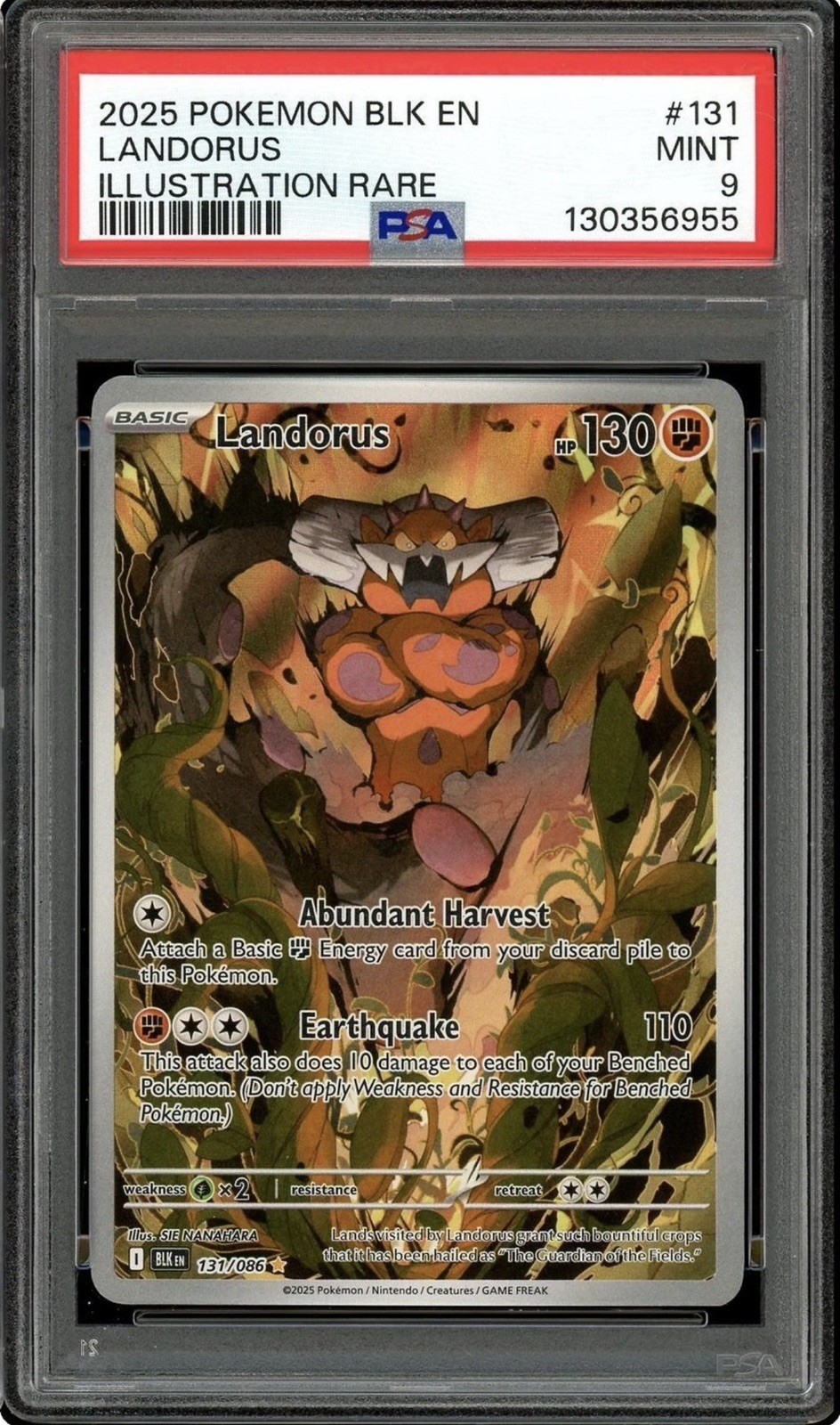 Pokemon 2025 Landorus 131/086 Illustration Rare Black Bolt  PSA 9
