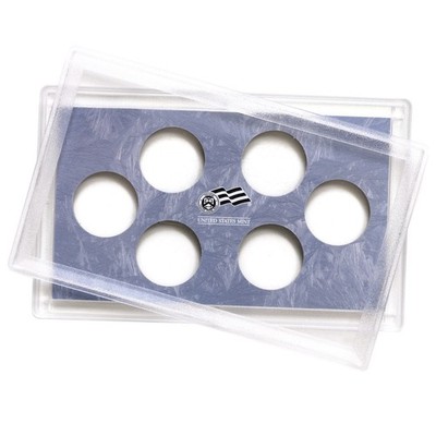 Empty Plastic Lens With Light Blue Insert Holds 6 Coins