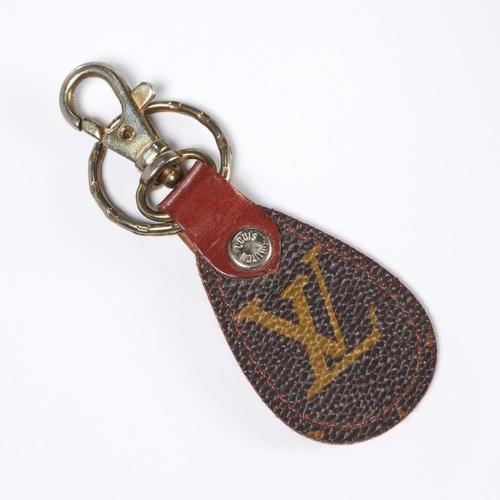 Louis Vuitton Paris LV Vintage Leder Schlüsselanhänger Karabiner Anhänger Anhänger