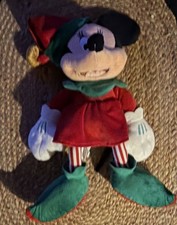 Disney Store Minnie Mouse Elf Plush Stuffed Animal Candy Cane Legs Small 2007