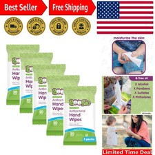 Gentle Antibacterial Hand Wipes with Moisturizing Aloe - 5 Packs of 20 Wipes