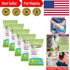 Gentle Antibacterial Hand Wipes with Moisturizing Aloe - 5 Packs of 20 Wipes