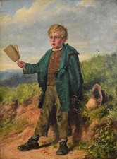 Portrait Young Farmer and Bird-scarer Oil Painting Valentine Walter Bromley 1867
