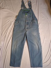 Liberty Denim Bib Overalls 46 x 26 Blue Green Zipper Carpenter Workwear ZIP Flaw