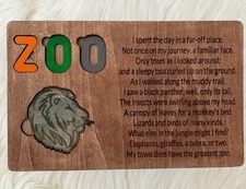 Wood Puzzle Zoo Puzzle Poetry Child's Puzzle Gift
