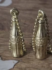 2 Vintage Mini Coca Cola Coke Bottle Gold Tone Metal Keychain Novelty