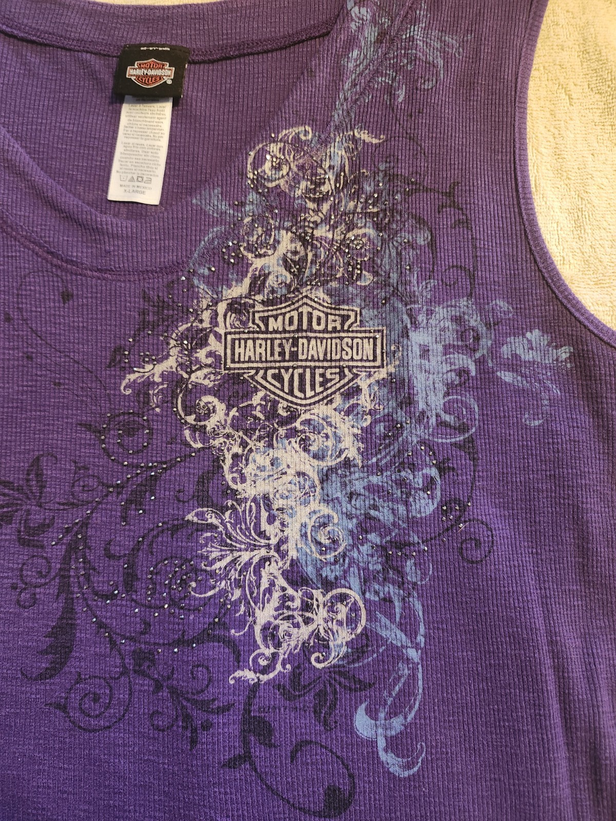 Harley-Davidson Women's Purple Graphic Sleeveless Tank Top XL Scoop Neck