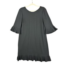 BCBGMAXAZRIA Keila Black Pleated Ruffle Hem Shift Mini Dress Women XXS