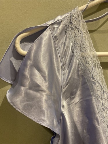 Enchanting Slip Lingerie Pastel Blue Satin Spaghetti Strap Women's L 14-16 - Picture 3 of 6