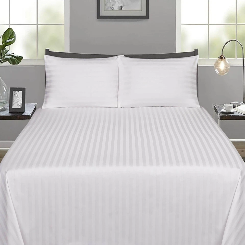 100% Egyptian Cotton White Flat Sheets Bed Sheet Single Double King All Size - Image 3 of 4