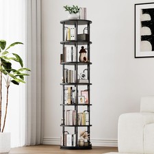 6 Tier Tall Rotating Bookshelf, 360 Spinning Swivel Bookcase Tower,