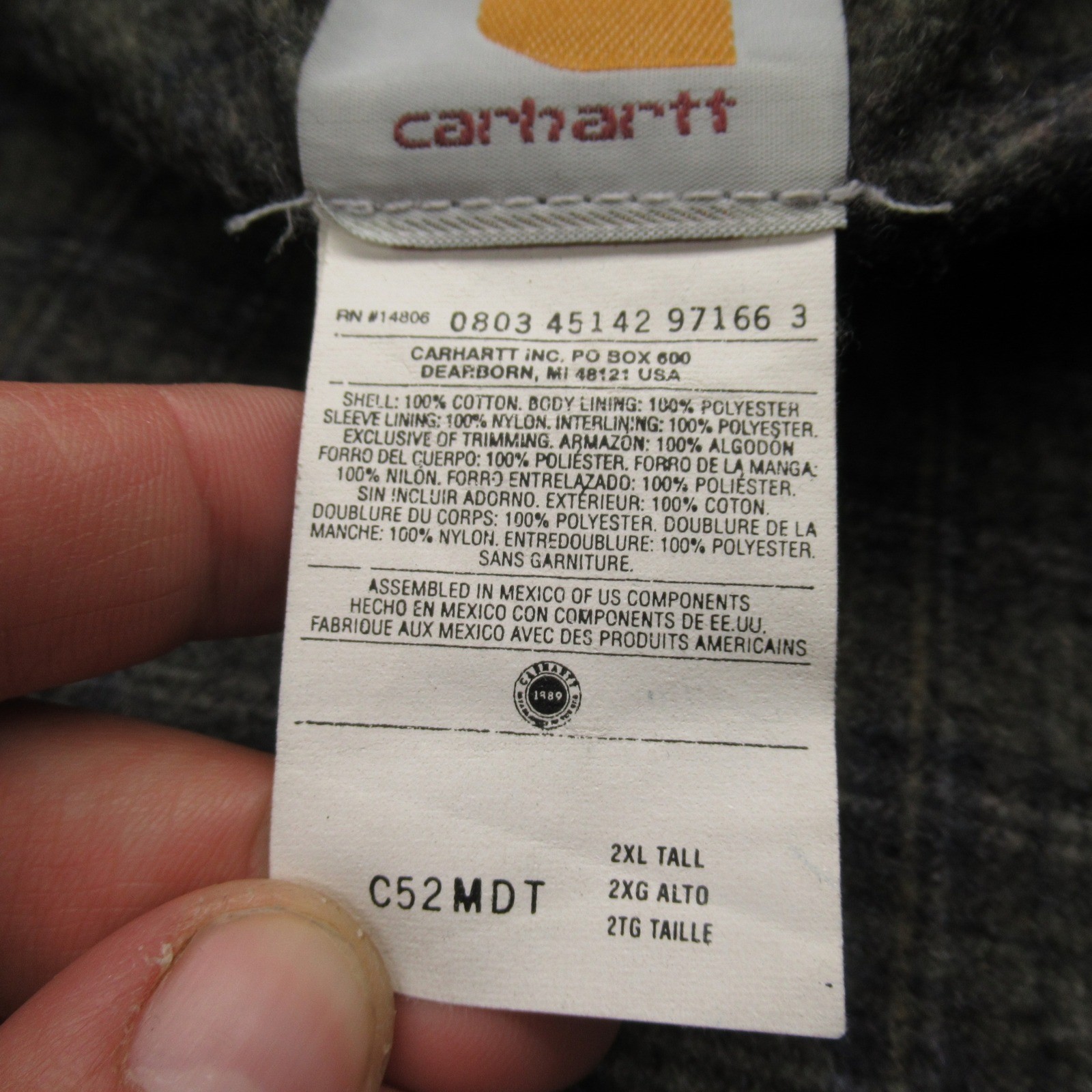 Carhartt C52 Jacket Mens 2XL Tall Blue Blanket Lined Work Barn Chore VTG Canvas thumbnail 8