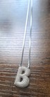 18" Silver Box Chain w/ Letter "B" Diamonds Tested Unkown Metal Missing 1 Stone — photo 2