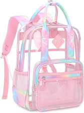 Small Clear Backpack for School Transparent Bookbag for Kids Heavy Duty PVC See