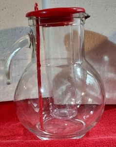Crate & Barrel Glass Pitcher with Ice Insert, Made in Italy,