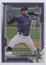 2021 Bowman Chrome Prospects Purple Refractor 127/250 Helcris Olivarez 0c3e
