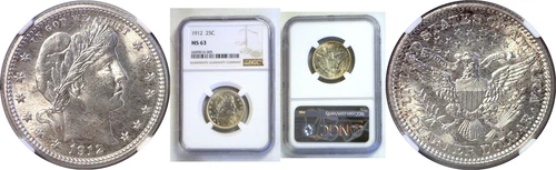 1912 25C Barber Quarter  NGC MS-63