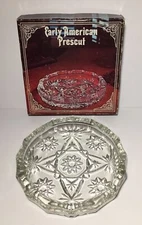 Vintage Clear Heavy Glass Ashtray 7 3/4” Anchor Hocking Early American Prescut