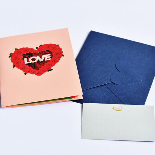 3D Pop Up Valentine's Day Heart Flower Greeting Card Girlfriend Wife Love Gift - Picture 18 of 22