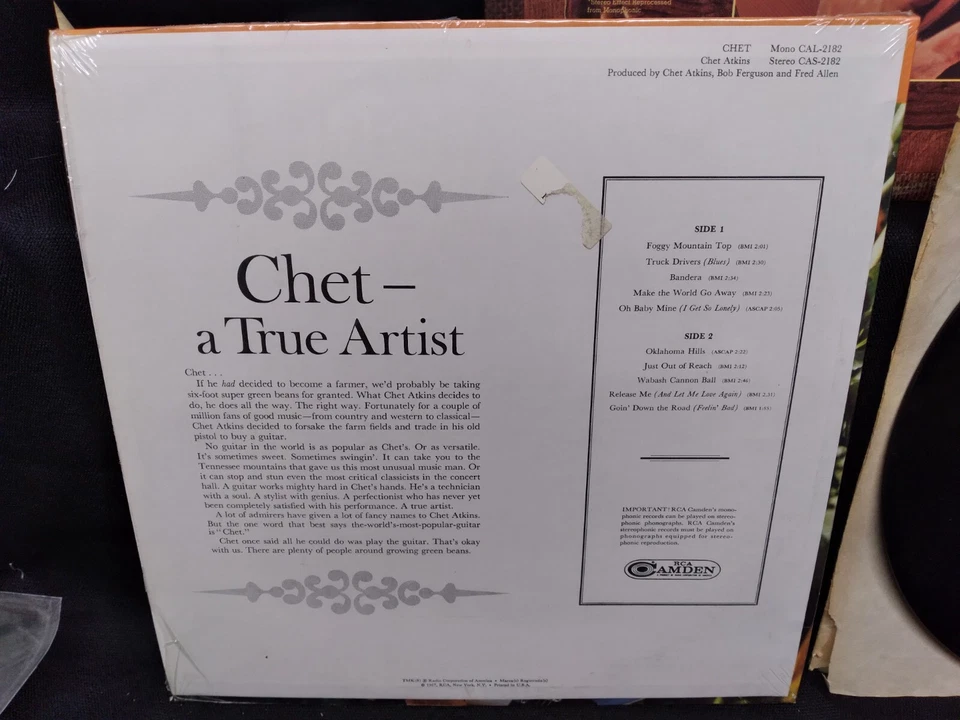 Чет Аткинс кантри Пикин и Чет 2 X виниловые пластинки LP RCA Camden пластинки лот из 2 - Изображение 4 из 4