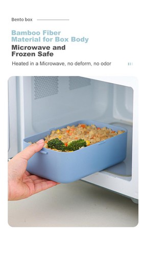 Contenitore Pranzo Portatile Rettangolare Plastica Blu Facile Pulizia Moderno con Cucchiaio - Foto 11 di 27