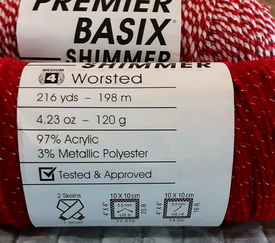 Hilo brillante Premier Basix "Peppermint Shimmer" "Poinsettia Shimmer" "Red Shimmer Foto 2 de 4