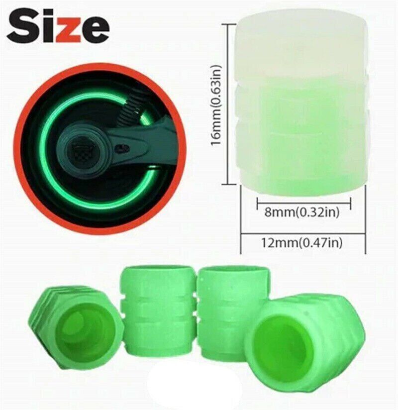 8PCS Fluorescent Car Bike Tire Valve Luminous Cap Valve Stem Caps Universal