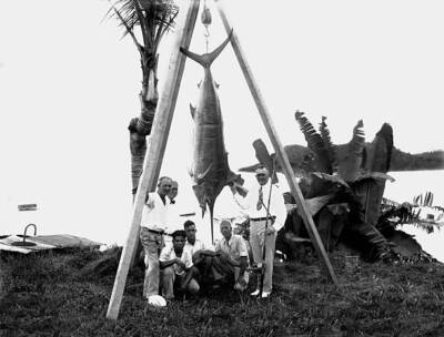 Dr. H.W. Mitten With The First Black Marlin In Panama Bay 1930 Old Fishing Photo