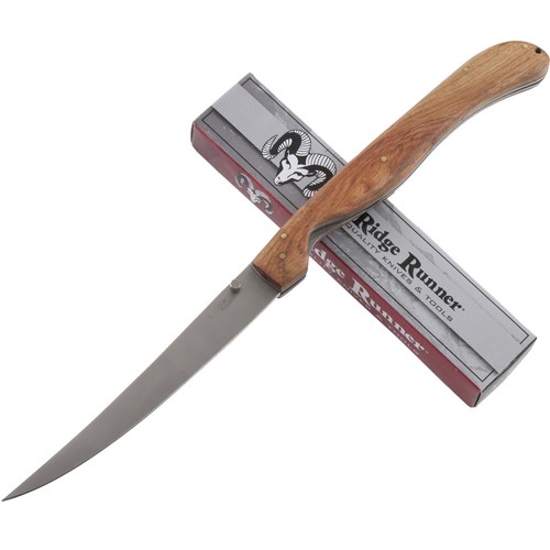Ridge Runner Folding Fish Fillet Knife Fishing Wood Grain Handle 384