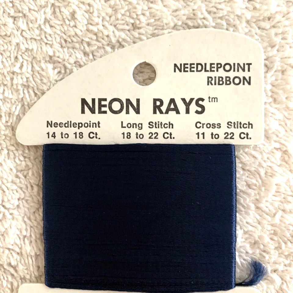 Rainbow Gallery Neon Rays Needlepoint Ribbon Rayon 1 Card 10 yards N61 Blue - Image 3 of 4
