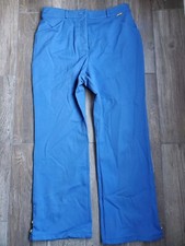 St John Sport High Waist, Wide Leg Blue Pants With Gold Button Side Accent In...