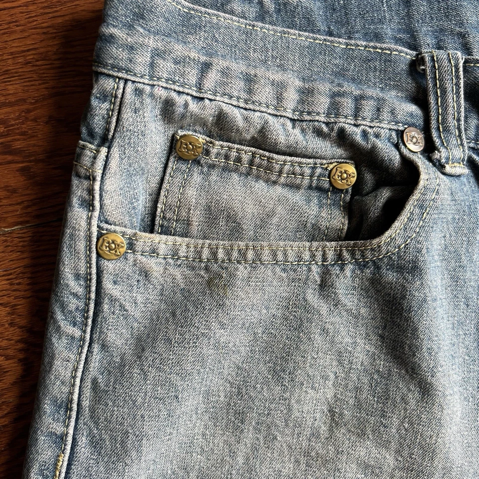 Vtg BX Brooklyn Xpress Jean Shorts Men Sz 36 Embroidered Hip Hop Streetwear Y2K - Изображение 4 из 4