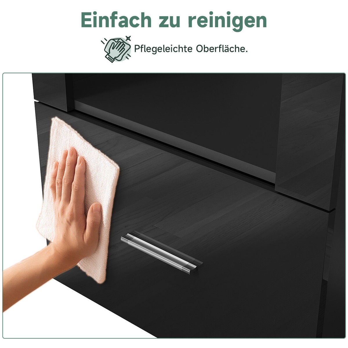 Vitrine Standvitrine Hochschrank Mit LED Wandschrank Schwarz Hochglanz Glas 172