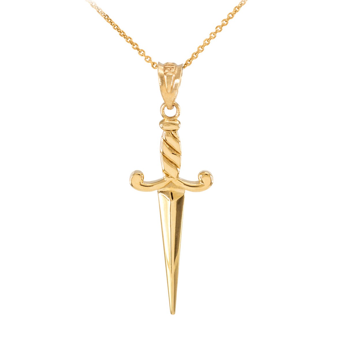 14K Solid Gold Dagger Knife Charm Pendant Yellow Gold