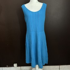 Talbots Woman size X Sleeveless A-Line Textured Stretch Dress Teal Blue