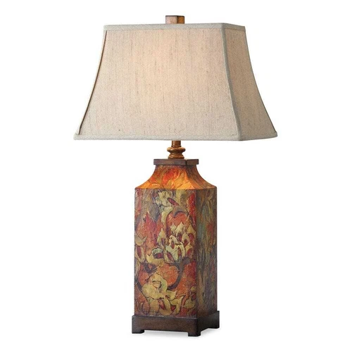 DESIGNER INSPIRED COLORFUL FLORAL PRINT TABLE LAMP  32" UTTERMOST 27678 - Picture 1 of 5