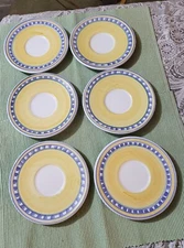 Vtg Discontinued Williams Sonoma caleca TOURNESOL Italy Set Of 6 Saucers 7” NWOT