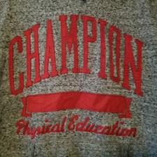 Champion Hoodie Sweatshirt Men s M Embroidered Physical Education Front Pockets