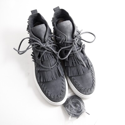 Casadei High Top Sneakers Fringe Gray Suede Mens EU 41.5 US 8.5