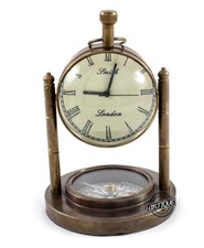 Antique Brass Desk Clock Quartz Analog Shelf Clocks Vintage Table Top Decorative