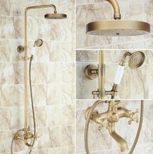 Antique Brass Wall Rain Bathroom Rainfall Shower Faucet Set Tub Mixer Tap 2rs128