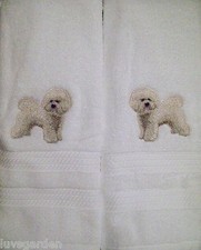 Bichon Frise Dog Breed Body Bathroom SET OF 2 HAND TOWELS EMBROIDERED BY VICKI