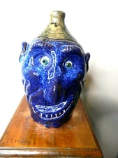 billy joe craven ,  face jug, pottery,  pottery 10'' TALL  X 8'' WIDE